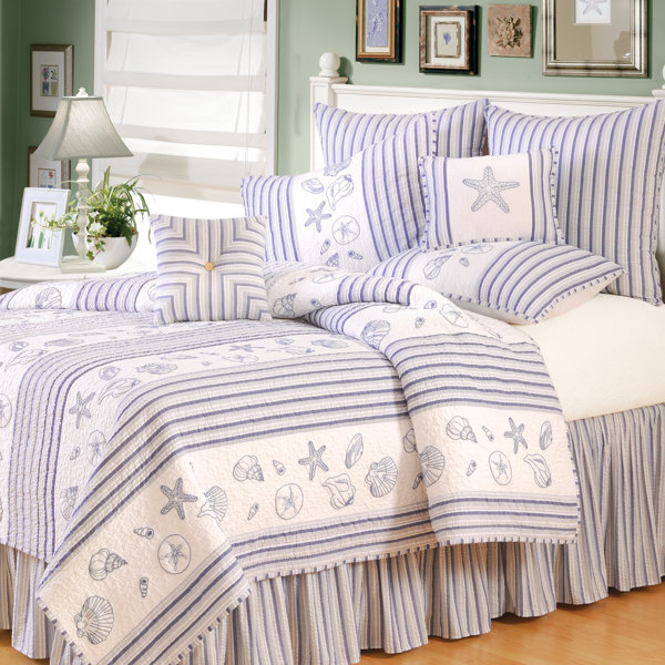 C&F Home Seaside Cotton Quilted Geometric Shapes Coverlet Wayfair